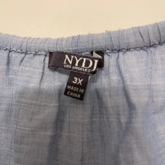 NYDJ blue denim-line long sleeve top - Picture 4 of 6